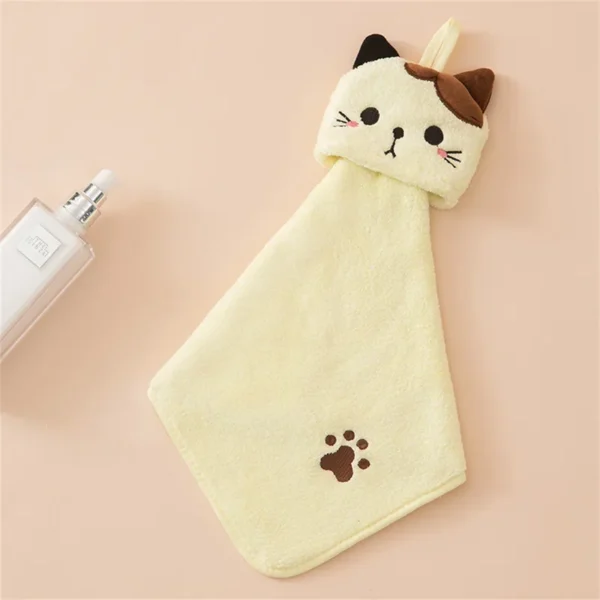 Cute cat kitchen cleaning towel coral velvet hand towel bathroom hanging absorbent dishcloth soft cleaning cloth rag - Image 2