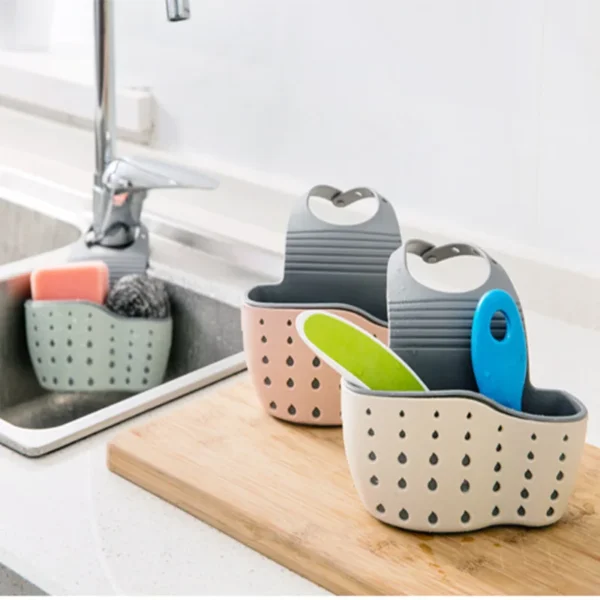 Kitchen Sink Drainage Basket Hanging Bag Faucet Sponge Shelf Dishwashing Dishwashing Sink Hole-free Storage Hanging Basket - Image 3