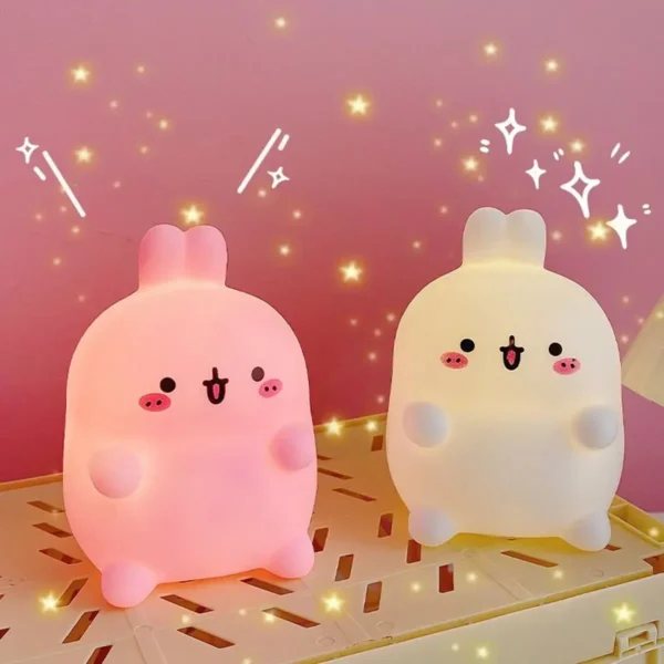 Rabbit Night Light Bedhead Bedroom LED Small Table Light Non Plug In Floor Stand Creative Atmosphere Night Light Decoration - Image 6