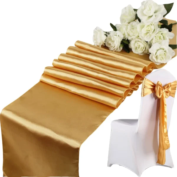 30cmx275cm Wedding Banquet Satin Table Runner Dining Table Cloth Wedding Party Romantic Solid Color Luxury Table Decorations - Image 6