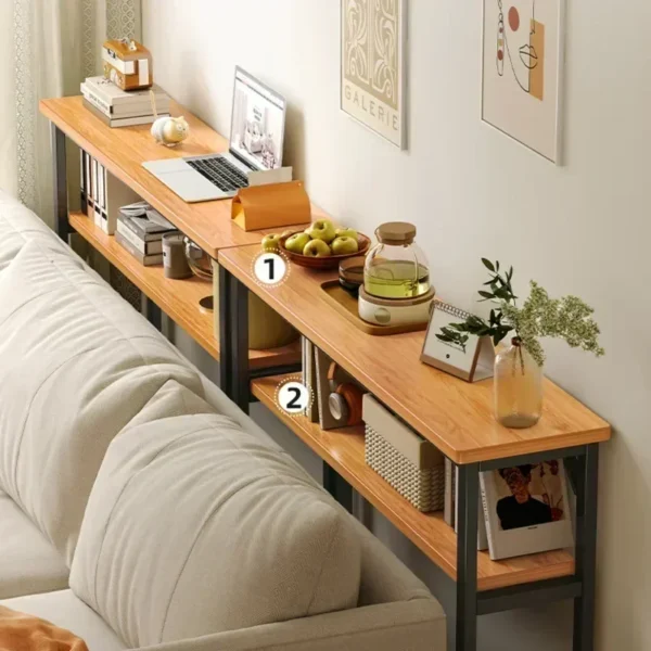 Modern Sofa Gap Table Narrow Side Table Multi-functional Living Room Tea Table Bedside Storage System Space-Saving Coffee Table - Image 4