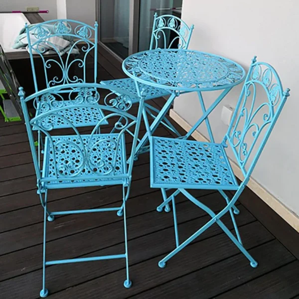 Folding Outdoor Garden Furniture Sets Iron Table and Chair Nordic patio furniture Balcony Lounge Table and Chair Three-piece Set - Image 5