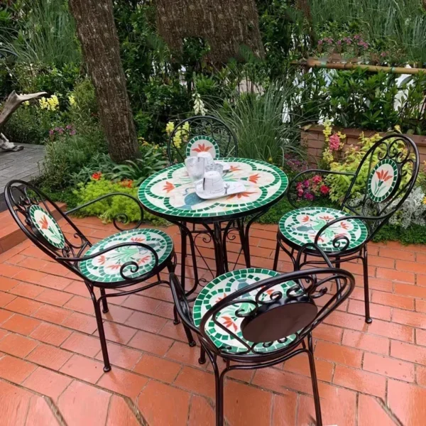 Garden Furniture 60cm, American Rural Iron Art Folding Table and Chairs, Retro Luxury Outdoor Patio Set, Garden Set - Image 2