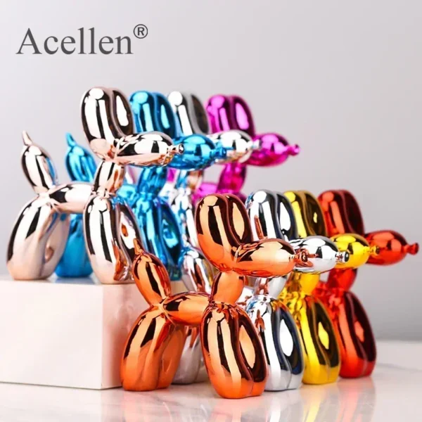 Balloon Dog Home Decor Animals Figurine Resin Cute Shiny Shape Statue Art Sculpture Craftwork with Antiskid Mat Lucky - Image 3