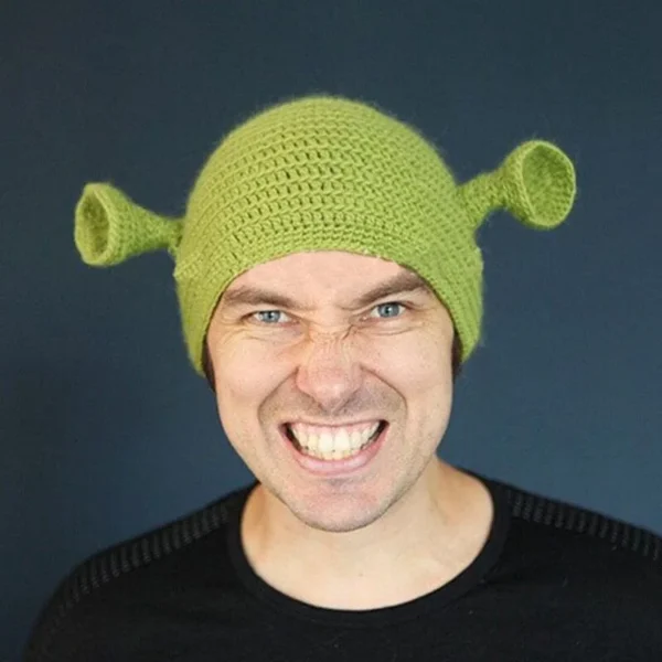 Winter Hats For Women Men Balaclava Monster Shrek Wool Hat Creative Funny Knitted Hat Pure Hand Winter Cap Men Hat