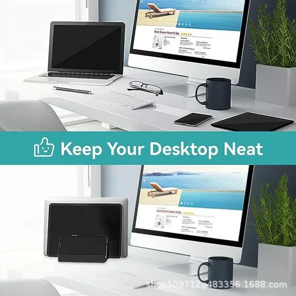 Office Laptop Stand Vertical Save Desktop Space Easy To Place Computer Accessories Scalable Width Office Desk Storage - Image 3