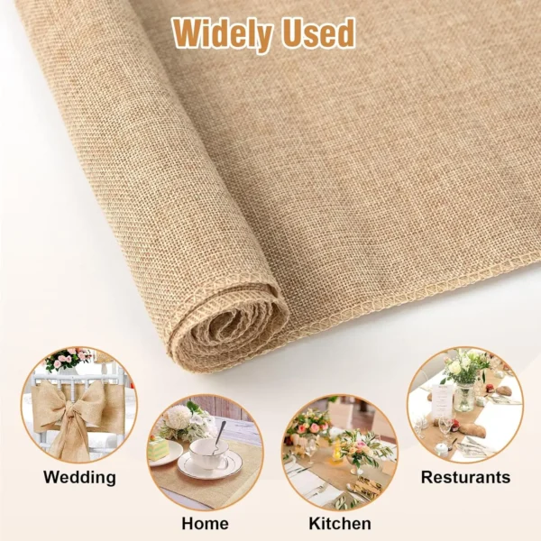 30cm Width Jute Linen Vintage Natural Table Runner  Burlap Rustic Khaki Party Country Wedding Decoration Chair Decor - Image 5