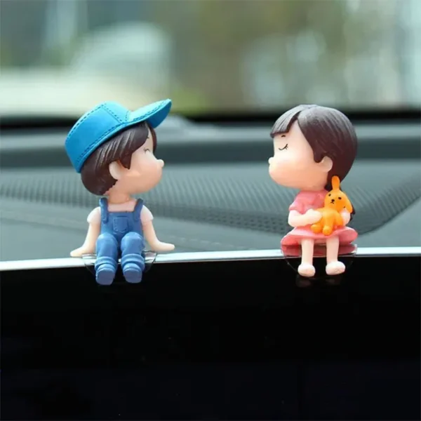 Car Ornaments Cute Cartoon Couples Action Figure Figurines Balloon Ornaments Auto Interior Accessories For Dashboard Girls Gifts - Image 2