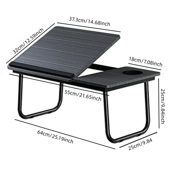 Folding Laptop Desk for Bed Portable Computer Tray for Sofa Table for Writing 4 Angles Adjustable Laptop Table with Cup Holder - Image 5