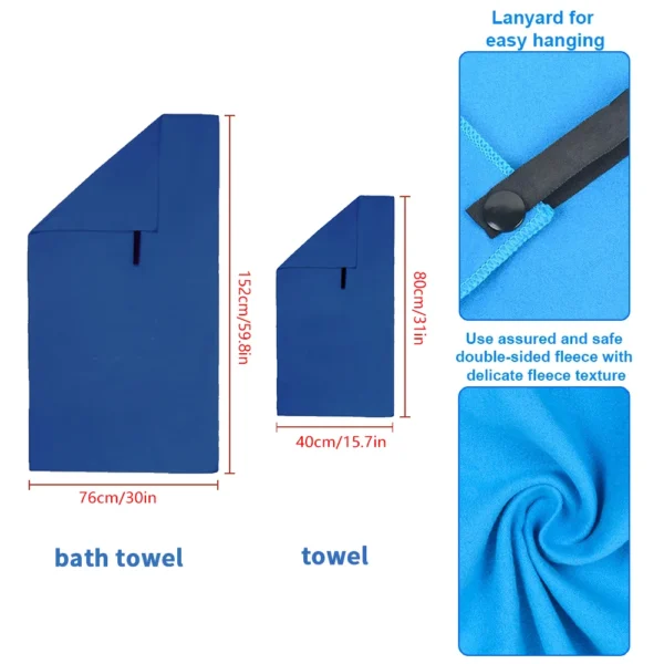 Ultra-Absorbent Microfiber Towel for Sports & Outdoor Activities - Quick-Drying, Compact - Image 2