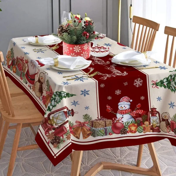 Christmas Theme Tablecloth Oil-proof Waterproof Tablecloth Home Party Tablecloth Rectangular Dining Table Decoration Table Cover - Image 3