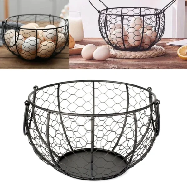 High quality Kitchen Storage Metal Wire Egg Basket Farm Chicken Cover Egg Holder Organizer Storage basket - Image 2