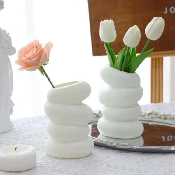 1PC Plastic Spiral White Vase Nordic Creative Flower Arrangement Container For Kitchen Living Bedroom Home Decoration Ornamen - Image 3