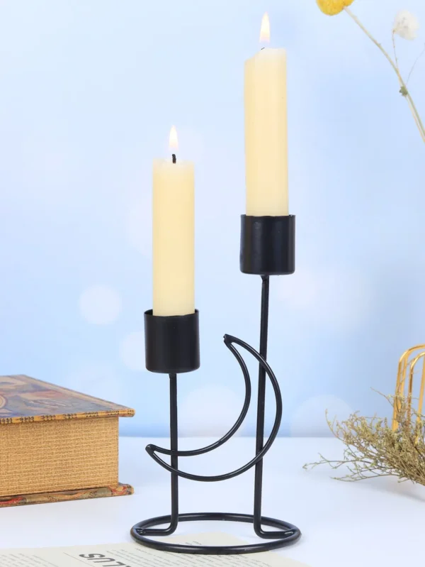 1pc Holder for Pillar Candles Metal Candlestick Moon Shape Stand Desktop Tealight Decoration for Dining Party Wedding - Image 4