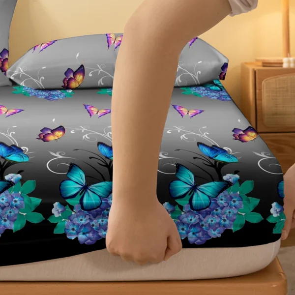 1 Piece of Flower Flying Butterfly Dance Pattern Frosted Bedsheet, Bedroom Printed Bedspread, Bedding (Excluding Pillowcases) - Image 4