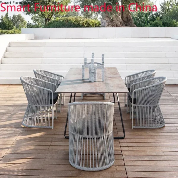 Outdoor table and chair courtyard rattan chair balcony tea table combination outdoor small table and chair three-piece set - Image 3