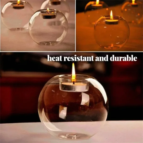 6/12Pcs Transparent Round Hollow Glass Candle Holder Christmas Wedding Banquet Bar Party Wax Holder Candlesticks Home Decoration - Image 5