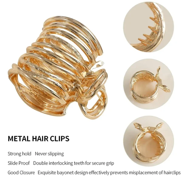 Fashion Gold Color Hollow Geometric Hair Clips Metal Hair Claw Cross Hairclip Headband Hairpin Hair Crab Women Hair Accessories - Image 4