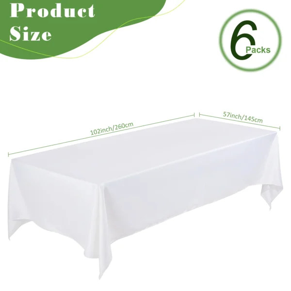 6Pcs White Tablecloth Rectangle Table Cloth Stain and Wrinkle Resistant Washable Polyester Table Cover for Dining Table Decor - Image 2