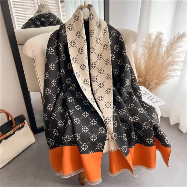 2023 Brand Warm Cashmere Poncho Shawl Scarf Luxury Print Thick Pashmina Winter Blanket Wraps Bufanda Casual Hijab Stoles Echarpe - Image 3