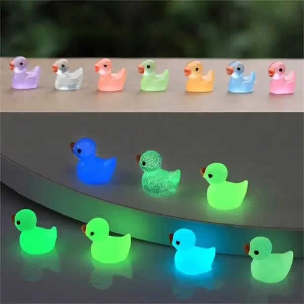 100PCS Luminous Mini Ducks Moss Microlandscape Miniature Duck Figurines Fairy Garden Accessories Home Decor Glow in The Dark - Image 3