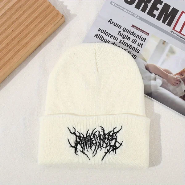 Warm Women Men Winter Beanies Hats Gothic Street Punk Knitted Bonnet Caps 100% Cotton Fashion Keep Warm Skullies Beanies Hats - Image 3