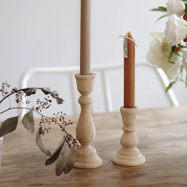 Wooden Candlesticks Unfinished DIY Classic Craft Candle Holders for Paint or Living Room Home Wedding Holiday Decorations