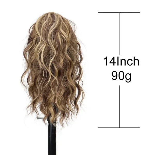 14Inch Synthetic Short Curly Claw Clip in Ponytail Hair Extension Daily Use Blonde Black Blonde Fluffy Hairpiece for Women - Image 2