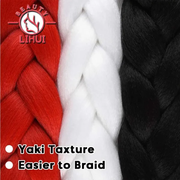 Lihui Synthetic Braiding Hair Pre Stretched Jumbo Braid Hair Extensions 24 inch  Kanekalon Hair For African Braids 100g - Image 5