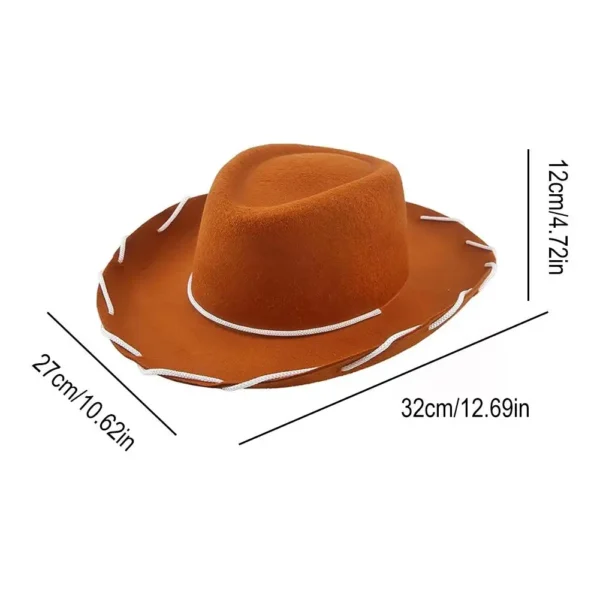 Children Brown Red Felt Woody Cowboy Hat Adjustable Western Big Brimmed Cowboy - Image 2