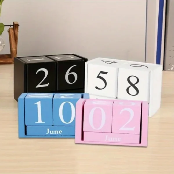 1Pcs Cute Vintage Desktop Wooden Letters Calendar Cube Block Home Decoration Accessories Prop Letter Wooden Calendar - Image 5