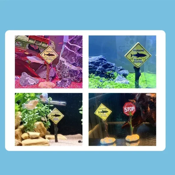 Resin Aquarium Decoration Ornaments Artificial Shark Warning Sign Landscaping Accessories for Fish Tank Aquarium Background - Image 5