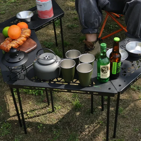 IGT Outdoor Folding Table Camping Table Splicing Iron Plate Trapezoidal Camping Equipment Ultra Light Combination Table - Image 5