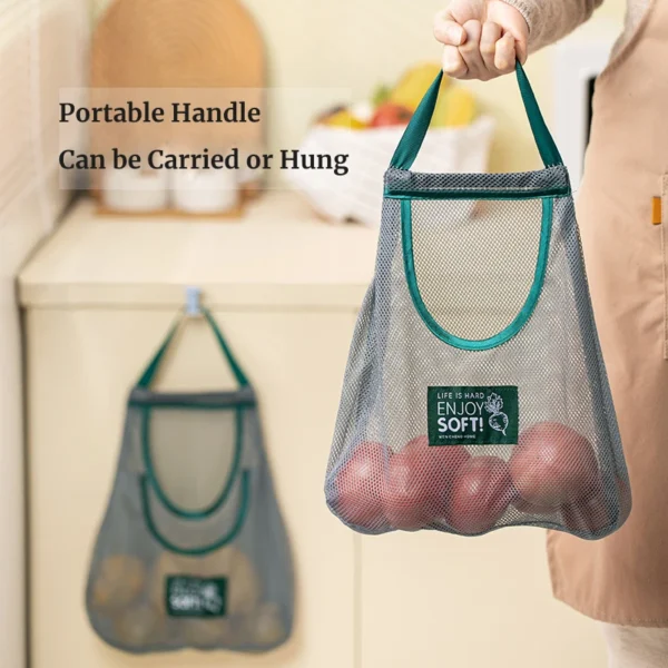 1pc 40x50cm Green Multi-purpose Storage Household Hanging Bag Fruits And Vegetables Portable And Breathable Hanging Storage Bag - Image 4