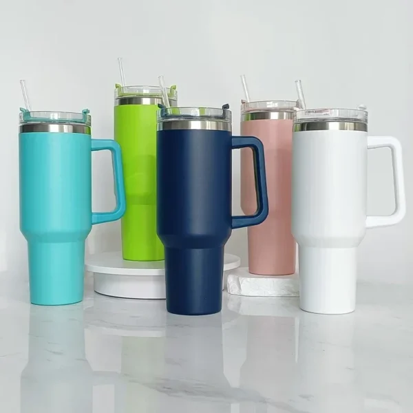 40oz Mug Tumbler With Handle Insulated Tumbler With Lids Straw Stainless Steel Coffee Tumbler Termos Cup for Travel Thermal Mug - Image 3