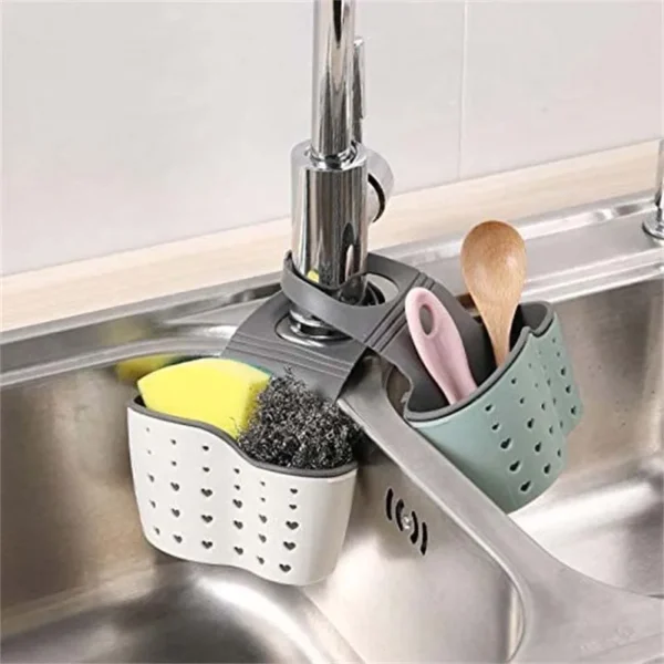 Sink Draining Hanging Basket Adjustable Kitchen Accessories Rubber Sink Bag Soap Sponge Shelf Faucet Holder for Bathroom 1PC - Image 6