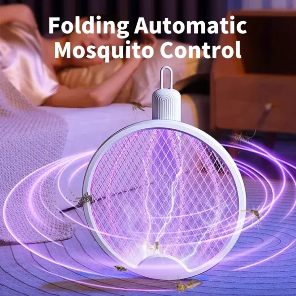 4 In 1 Foldable Electric Mosquito Swatter Killer 3000V Fly Swatter Trap USB Rechargeable Mosquito Racket Insect Killer Bug Zappe - Image 2