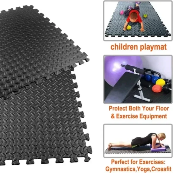 1-16PCS 30*30cm Sports Gym Protection EVA Leaf Grain Floor Mats Yoga Fitness Non-Slip Splicing Rugs Thicken Shock Room Workout - Image 2