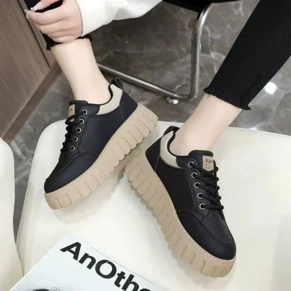 Little White Shoes 2024 Spring/Summer New Women's Casual  Versatile Thick Sole Elevated Women's Shoes Student Shoes - Image 3