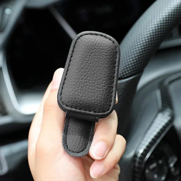 Car Sun Visor Sunglasses Clip Magnetic Cowhide Glasses Case Holder Ticket Card Holder Car Interior Accessories - Image 4