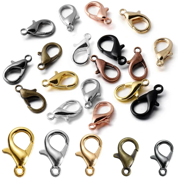 100pcs/lot Metal Lobster Clasps for Bracelets Necklaces Hooks Chain Closure Accessories for  DIY Jewelry Making Findings