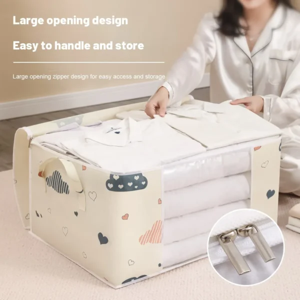 1pc Blue/White Quilt Clothes Storage Bag Moisture Dust Proof Proof Organizer Big Capacity Duvet Blanket Sorting Bags - Image 5