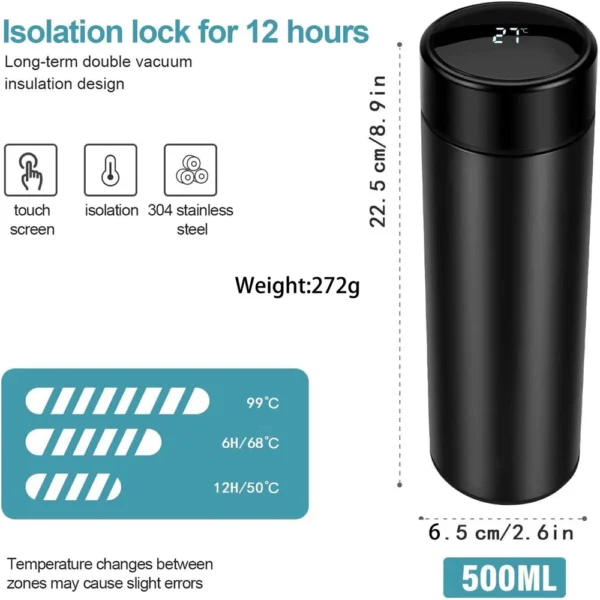 Tea Infuser Thermoses Water Bottle Portable Travel Mug with Smart LCD Touch Screen Keep Hot Or Cold - Image 5