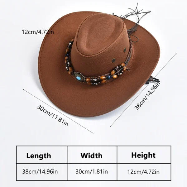 Vintage Big-edge Western Cowboy Hats for Men Women Artificial Suede Gentleman Cowgirl Jazz Hat Sombrero Hombre Cap - Image 4