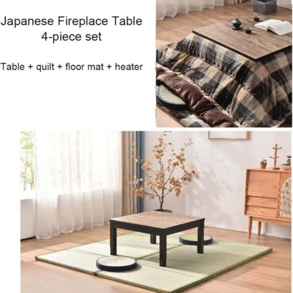 Japanese Kotatsu Table 4pcs Set – Heating Table, Quilt, Carpet &Heater for a Cozy Winter Coffee Table Household Heating - Image 5