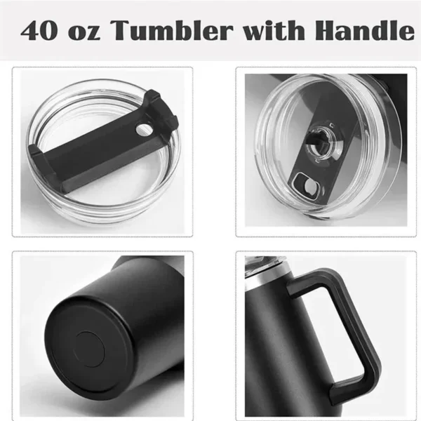 1200ML 304 Stainless Steel Insulated Water Bottle Thermal Coffee Car Cup Cold Hot Mugs Vacuum Flask With Handle Straw For Sport - Image 5