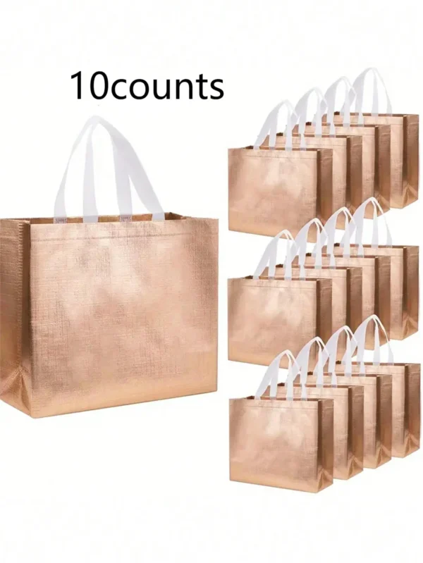 1/5/10pcs silver reusable gift tote grocery shopping bags apply to bridesmaids birthday party wedding, bachelor party supplies - Image 2