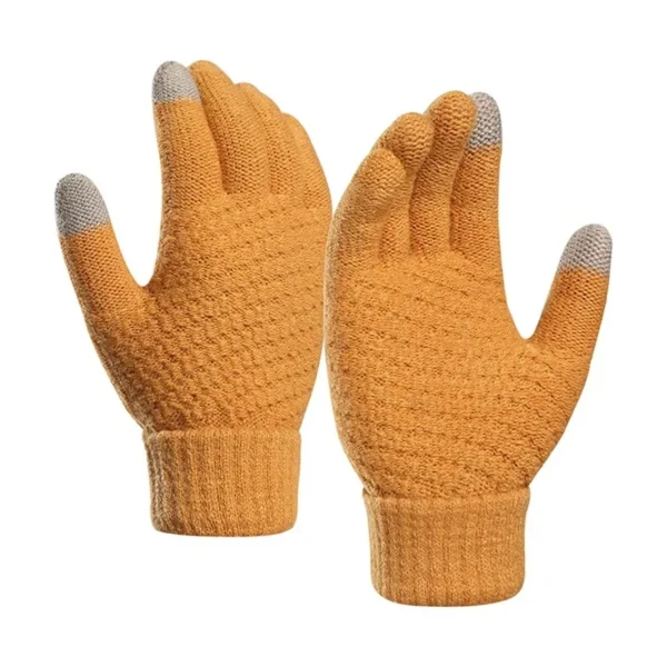 Women Men Warm Winter Touch Screen Gloves Stretch Classical Knit Mittens Wool Full Finger Outdoor Cycling Driving Glove - Image 4