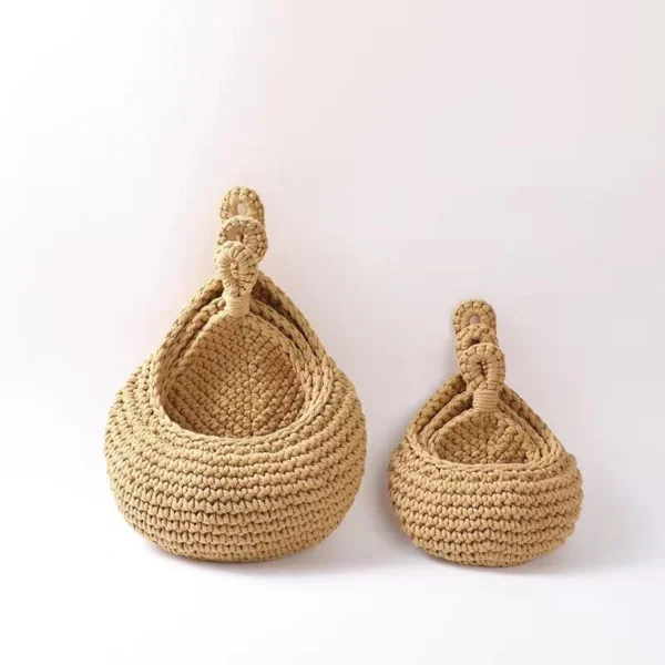 XS-XXL Wall-mounted Sundries Storage Bag Hanging Wall Vegetable Fruit Baskets Organize Bag Jute Eco Teardrop Kitchen Organizer - Image 6