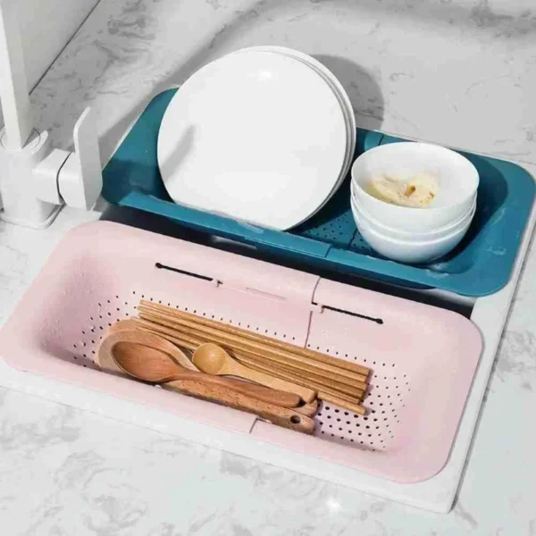 Folding Drain Basket Colander Strainer Basket Foldable Strainer Wash Vegetables and Fruits Extendable Kitchen Sink Drain Storage - Image 2